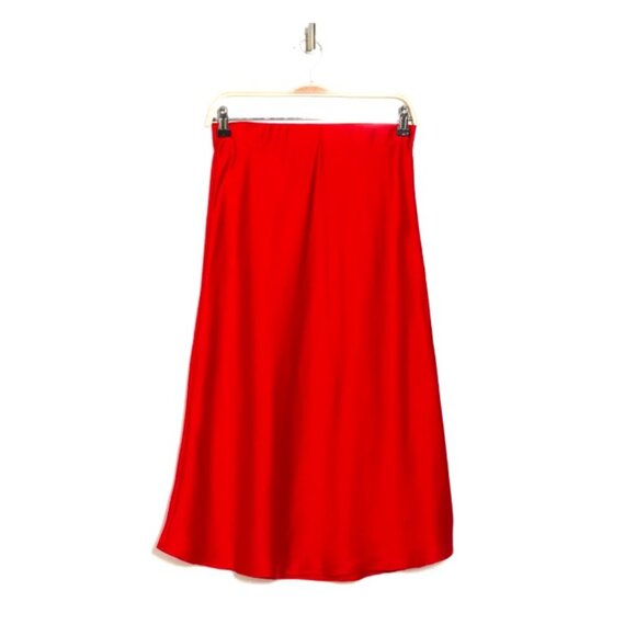 NWT - Renee C. - Red Solid Satin Midi Skirt - Size Small - Picture 1 of 4